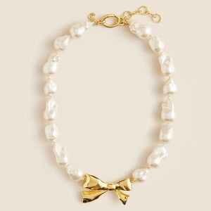 J.Crew Baroque pearl bow necklace and bracelet SET